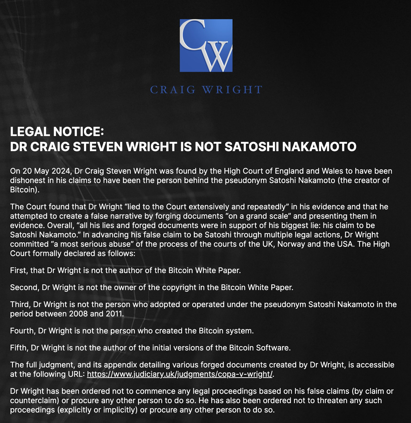 人人都可以是中本聪,Craig Wright除外缩略图 人人都可以是中本聪,Craig Wright除外缩略图